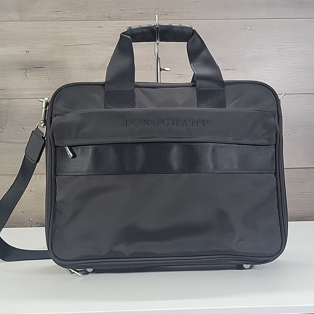 Longhchamp Black Nylon Briefcase Laptop Bag